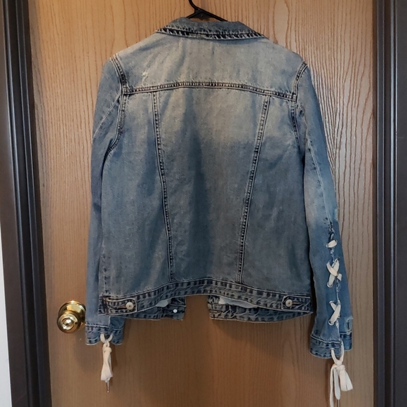 hippie laundry Jackets & Blazers - Hippie Laundry Denim Jacket with Lace Up Sleeves